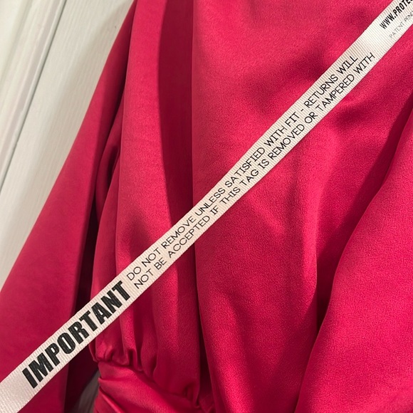 House of CB Giorgiana Hot Pink Satin Draped Mini Dress - Picture 11 of 16